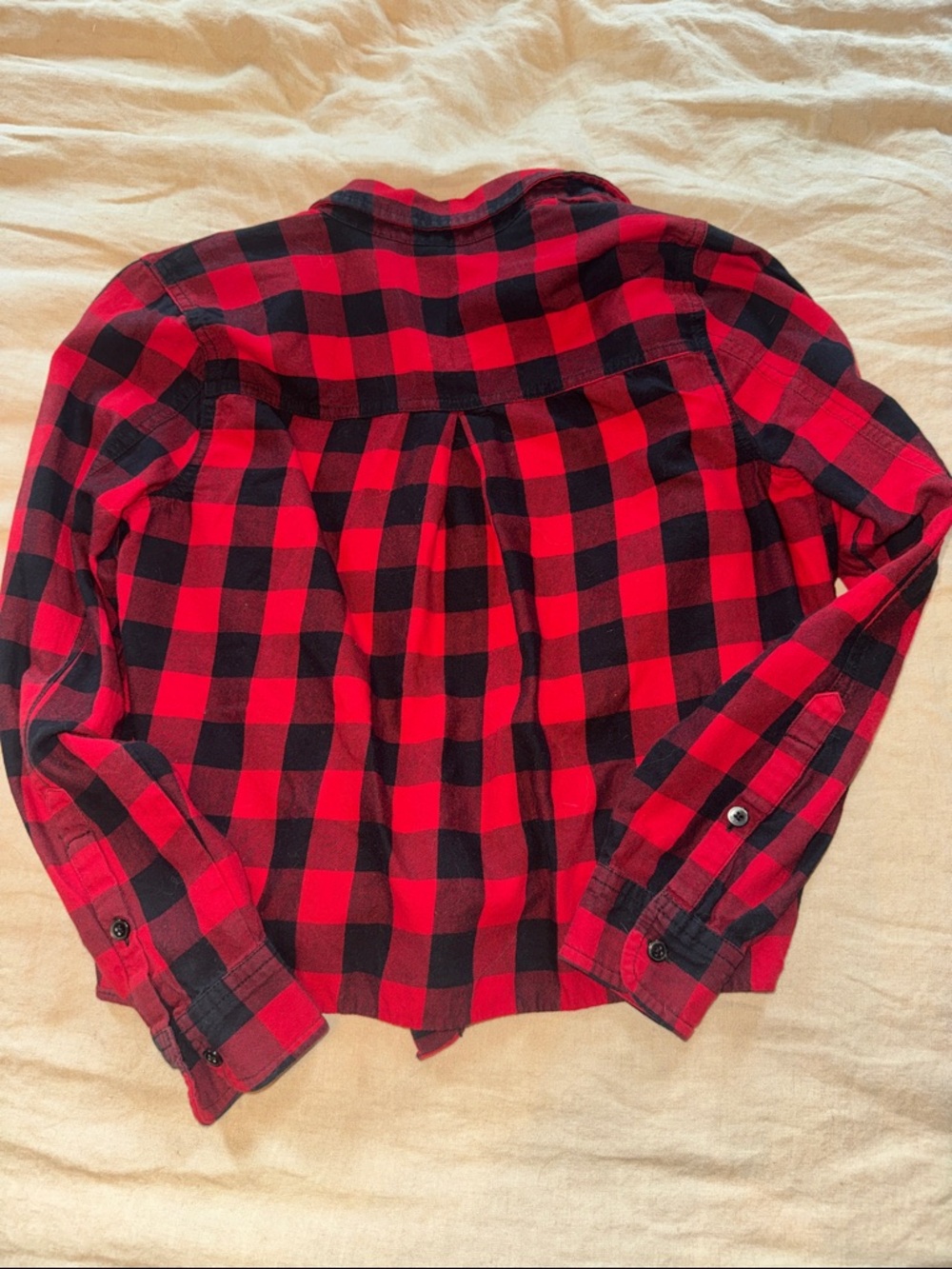 Madewell Red and Black Plaid Blue Flannel Button-Down Shirt Small - Picture 6 of 6